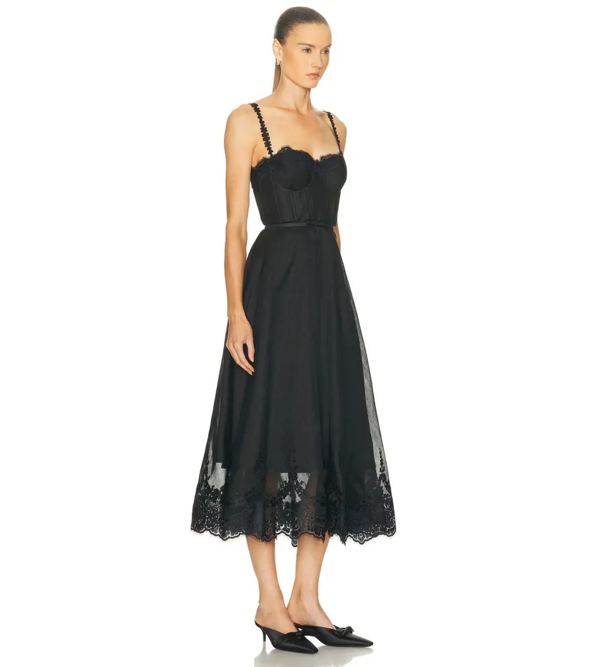 Zimmermann Hypnotic Lace Trim Gown Black Size 1 AU 10 photo 3