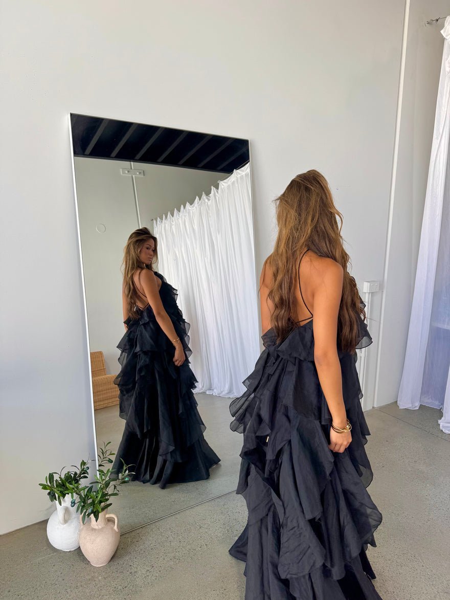 Aje Pandorea Layered Maxi Dress In Black photo 3