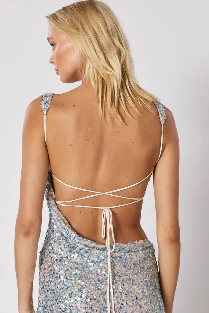 Winona Chroma Tie Back Dress Silver Size AU 10 photo 2