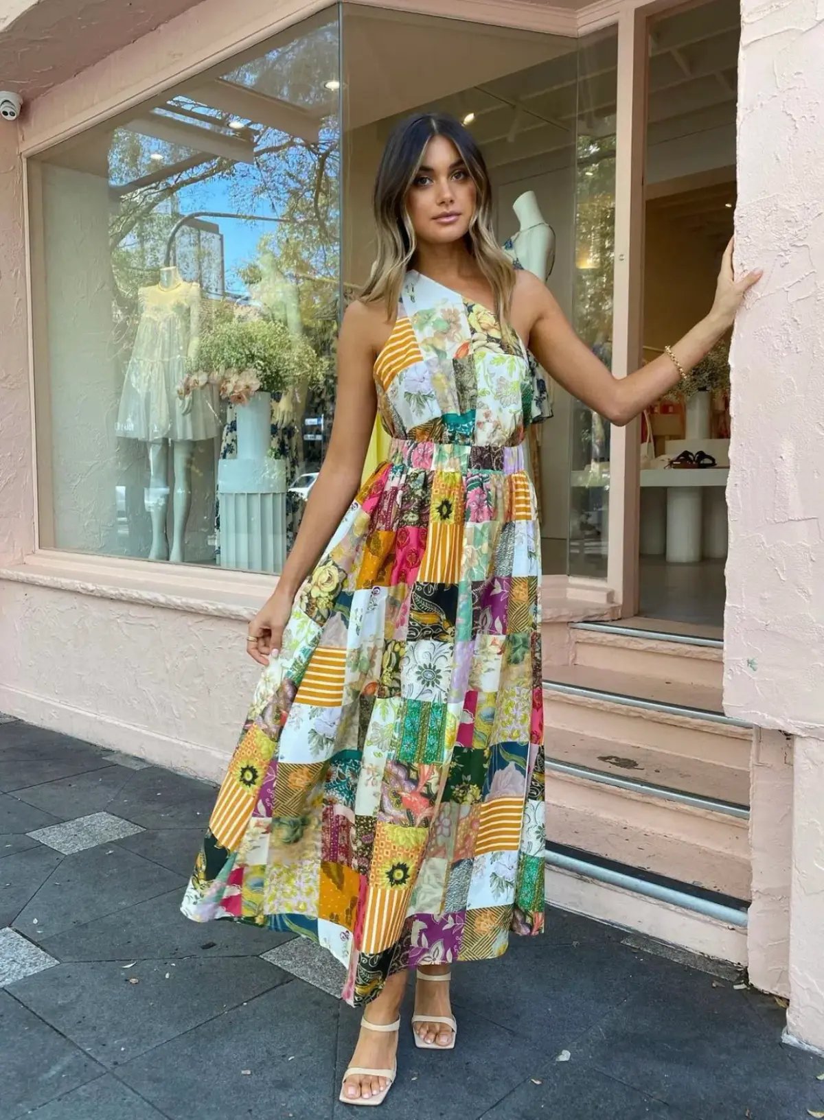 Alemais Hattie One Shoulder Midi Dress Print Size 8 photo 2