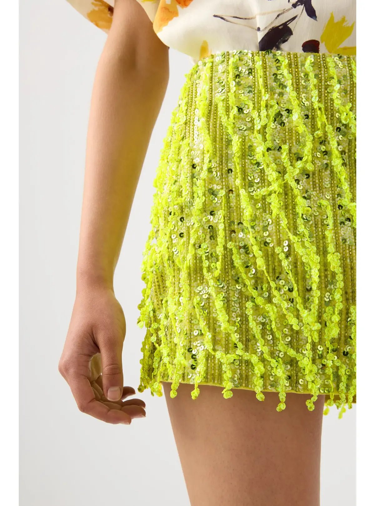 Aje Green Garni Sequin Micro Mini Skirt Green Sequin Size AU 14 photo 3