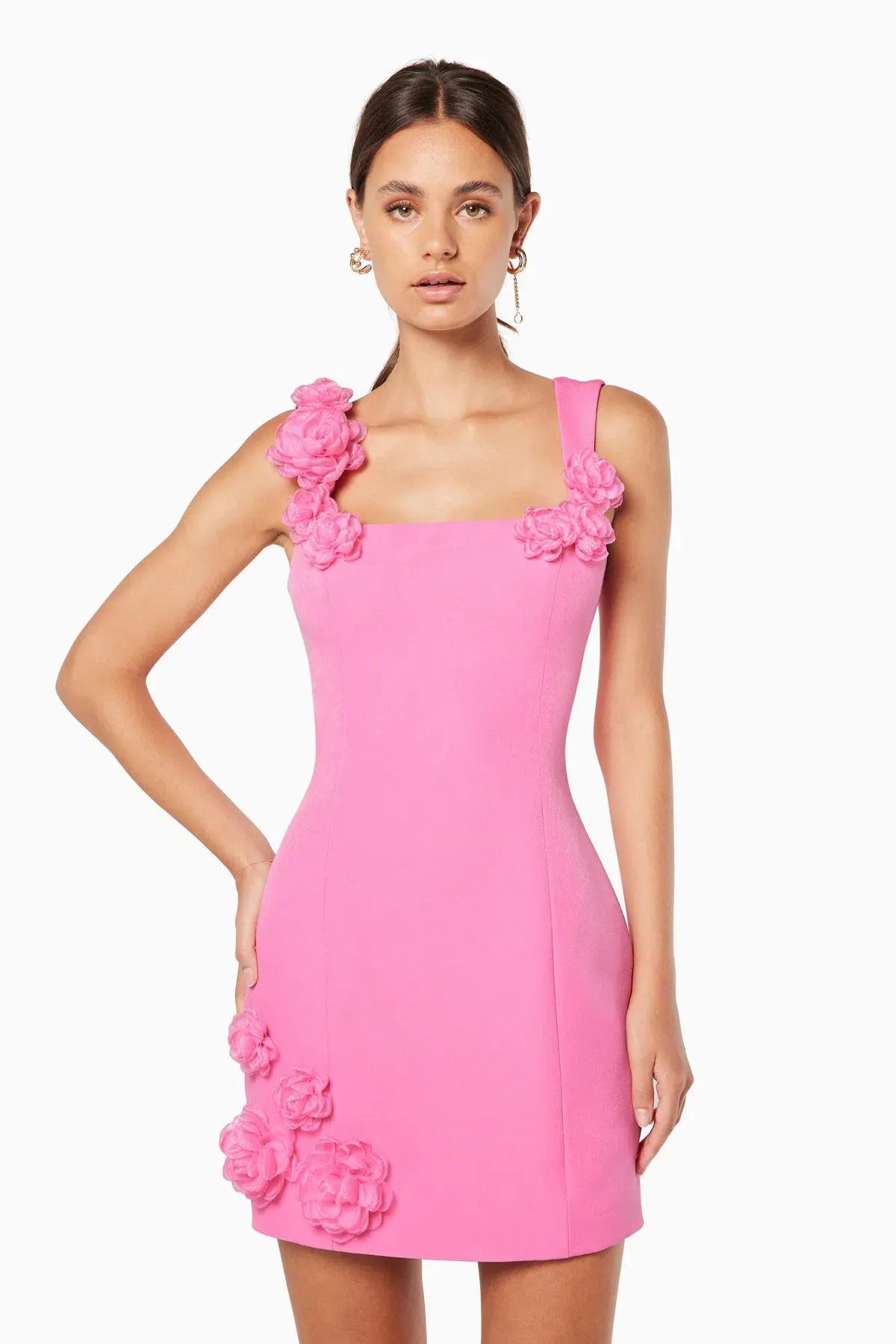 Elliatt Trompe 3D Floral Mini Dress Pink Size 12 photo 2