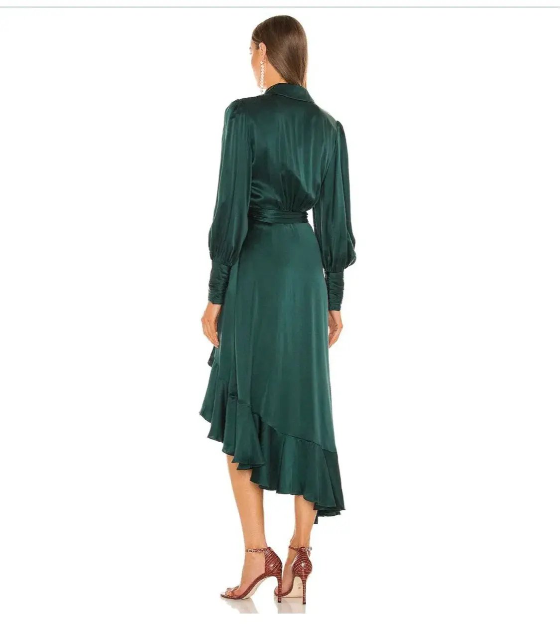 Zimmermann Silk Wrap Midi Dress in Forest Green Size 0P / Au 6 photo 3