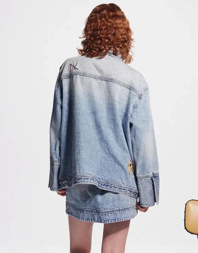 Alemais Jackpot Denim Jacket Size AU 8 and Mini Skirt Size AU 10 Blue photo 9