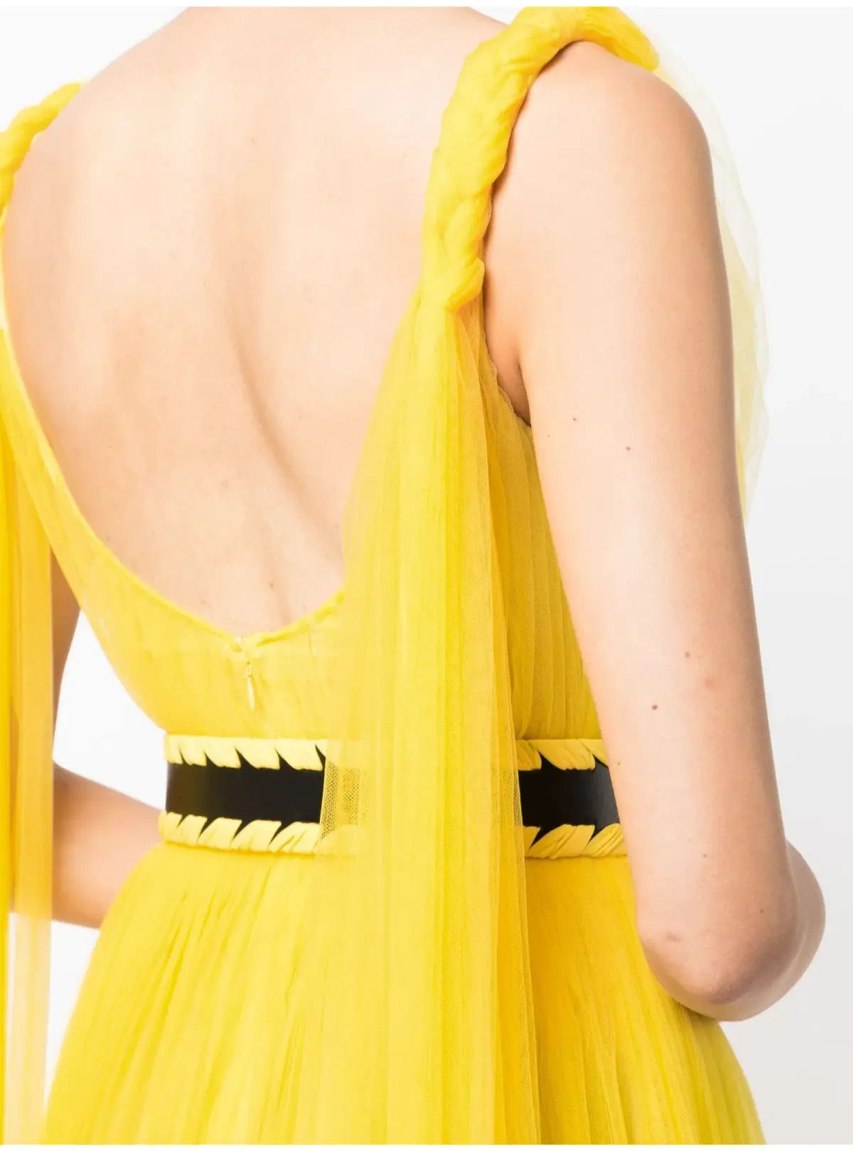 Leo Lin Juno Draped Floor Length Dress Yellow Size AU 12 photo 4