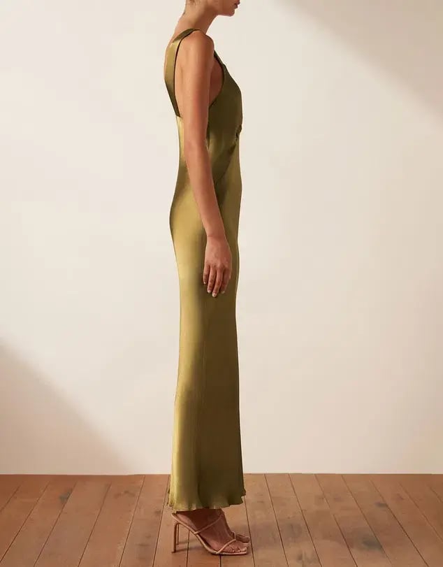 Shona Joy Giorgia Plunged Midi Dress Olive Oil Size 6 photo 2