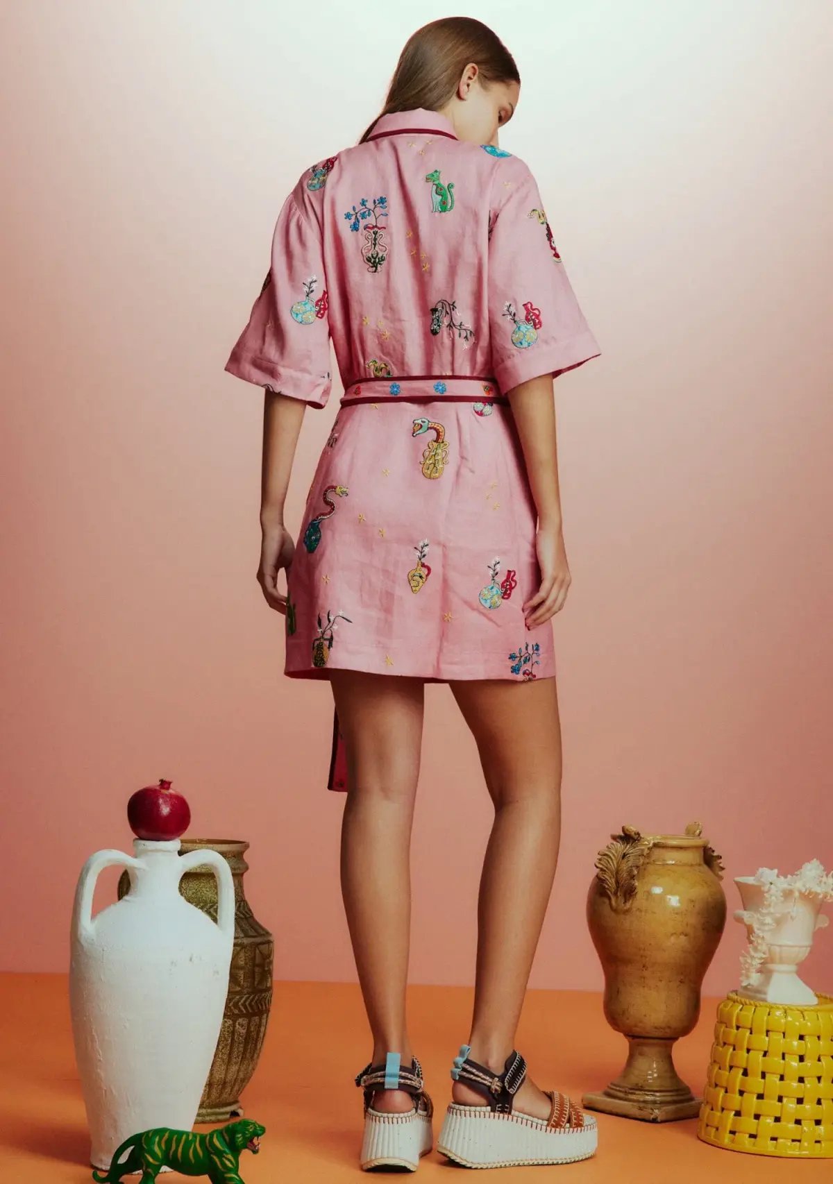 Alemais Timmy Embroidered Mini Dress Pink Size 10 photo 3