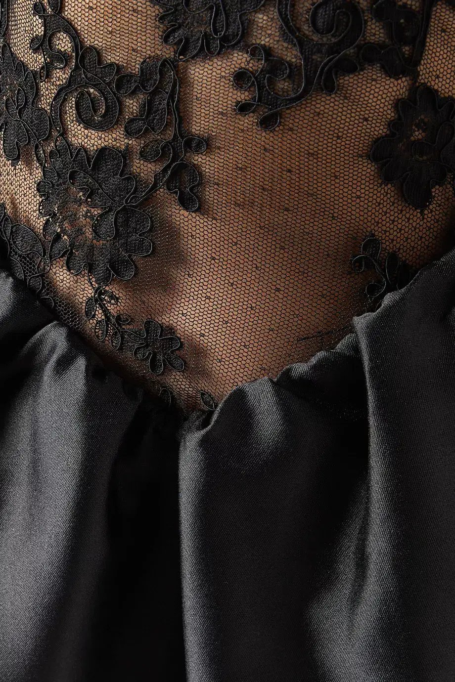 Self-Portrait Lace-trim Taffeta Maxi Dress in Black Size 8 photo 4
