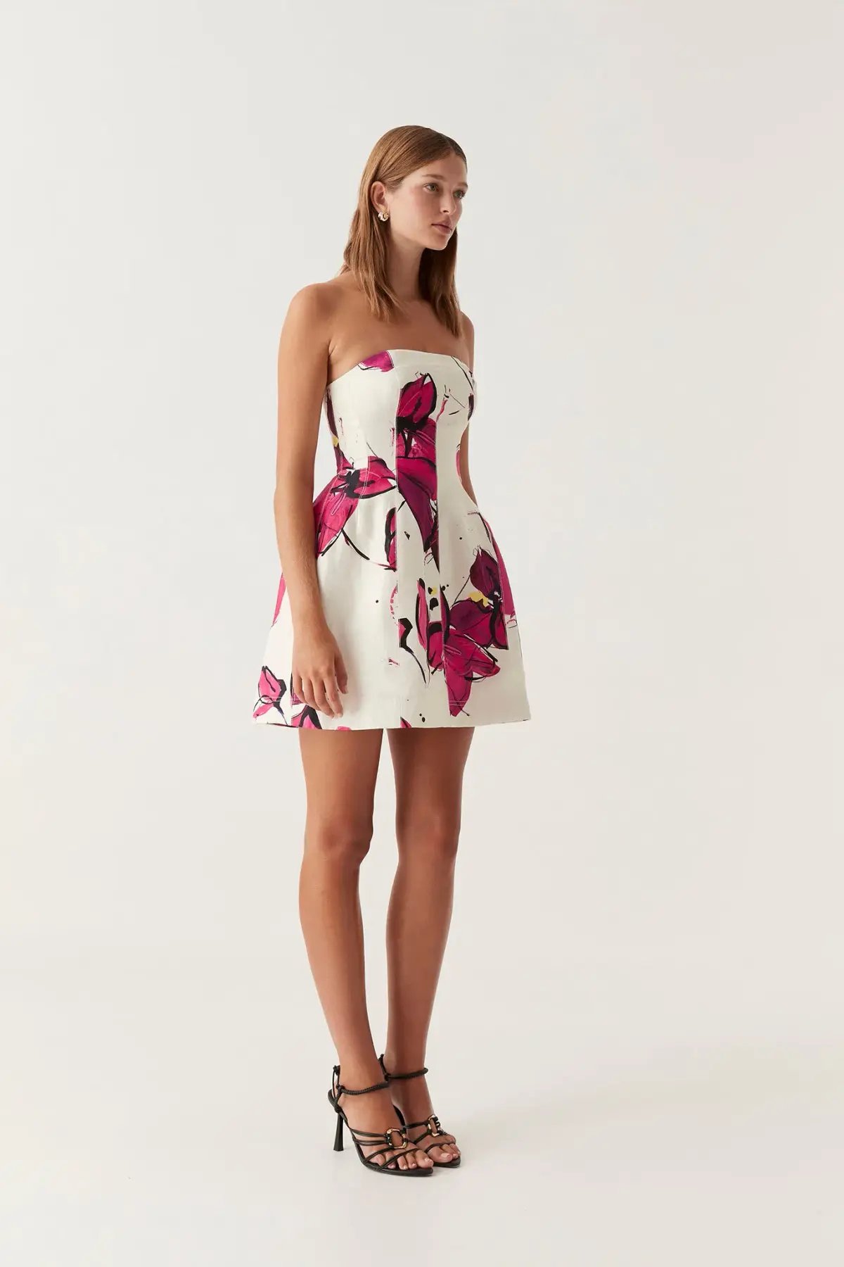 Aje Baret Strapless Mini Dress in Falling Florals Size AU 6 photo 3