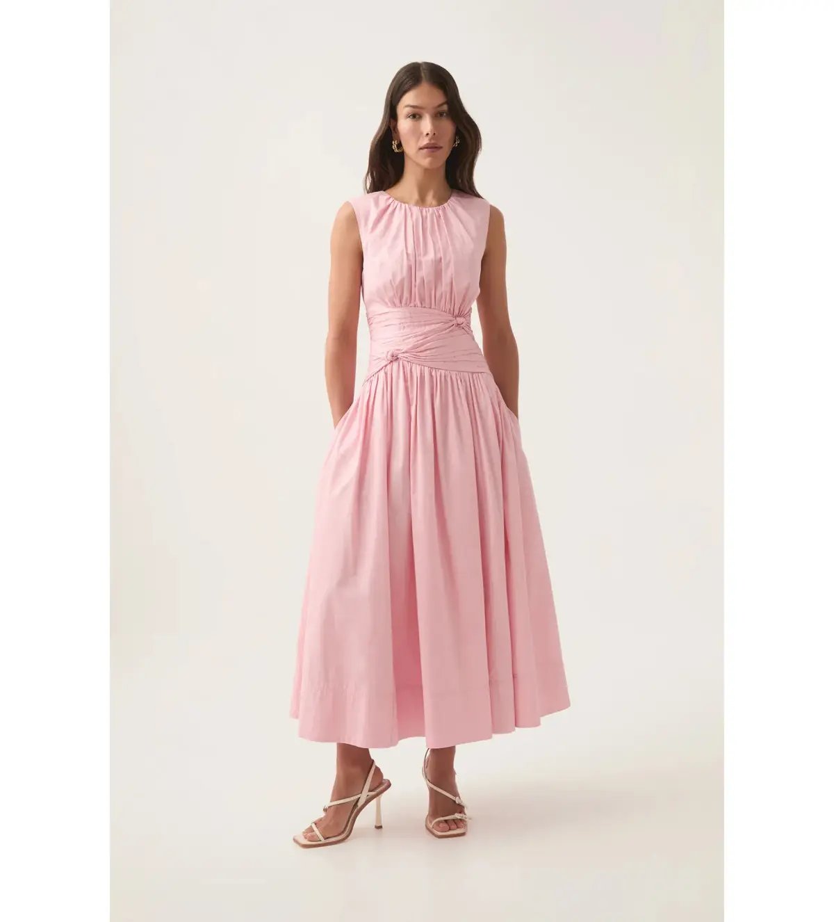 Aje Agatha Knot Waist Midi Dress Pink Size AU 14 photo 3