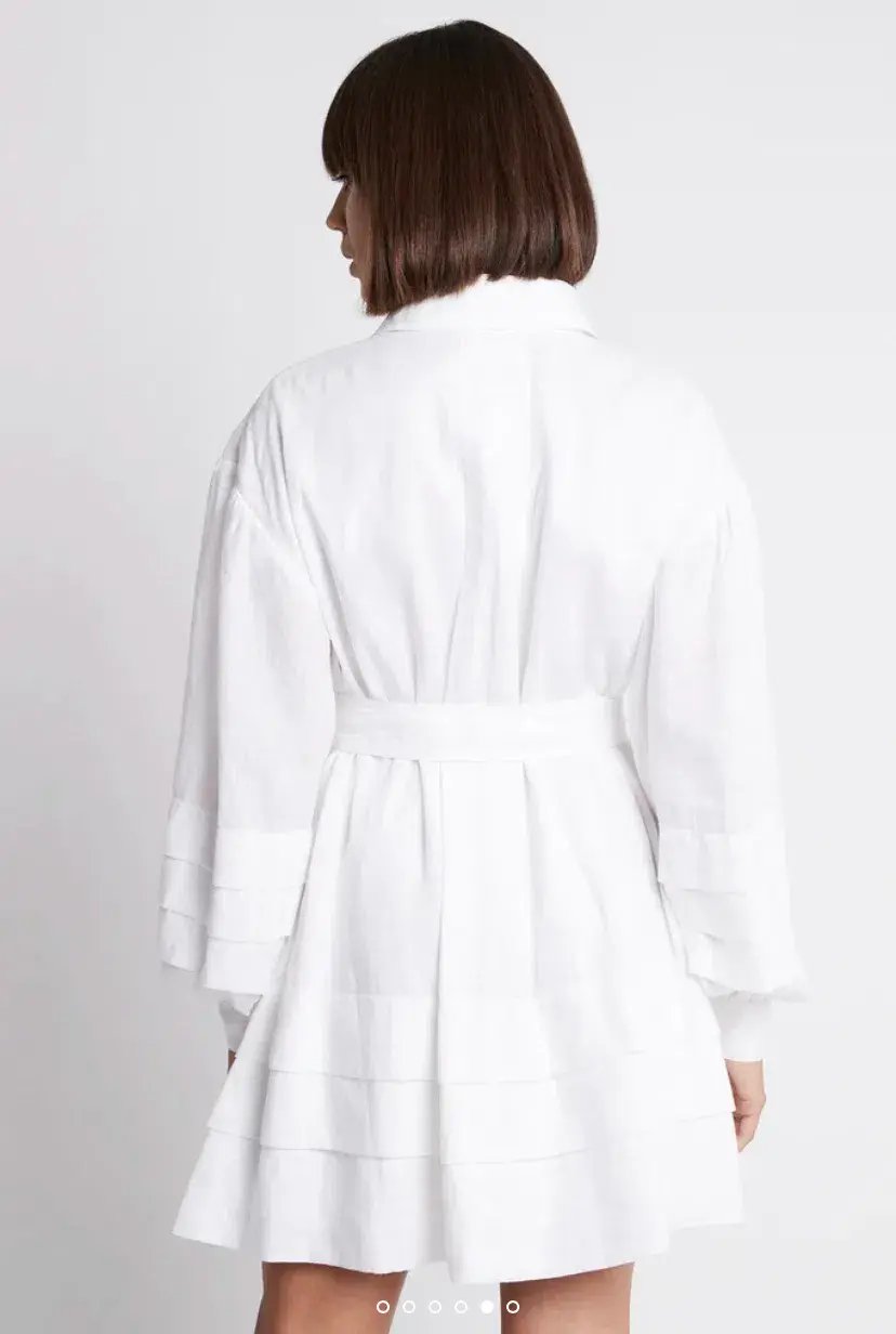 Aje Recurrence Belted Smock Dress White Size 10 / M photo 3