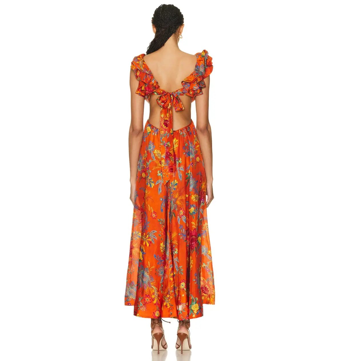 Zimmermann Ginger Frill Midi Dress in Orange Floral Size 3 / AU 14 photo 3