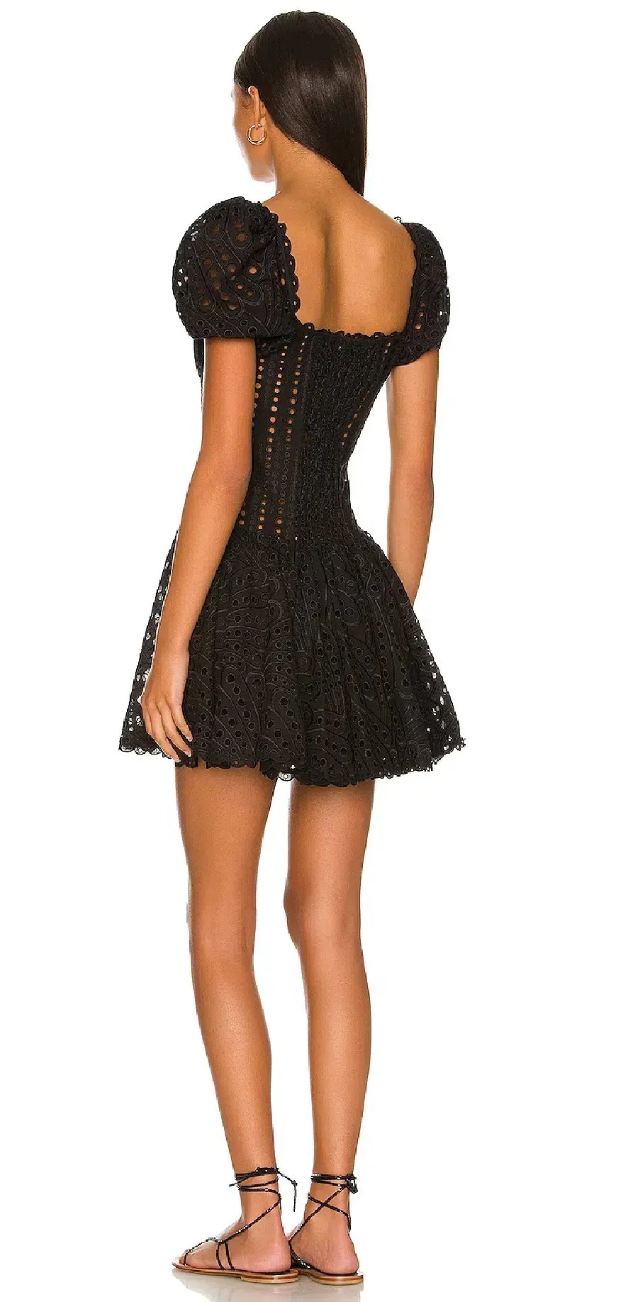 Charo Ruiz ‘Yara’ Broderie Anglaise Cotton-Blend Mini Dress Black Size Medium (AU 10) photo 5