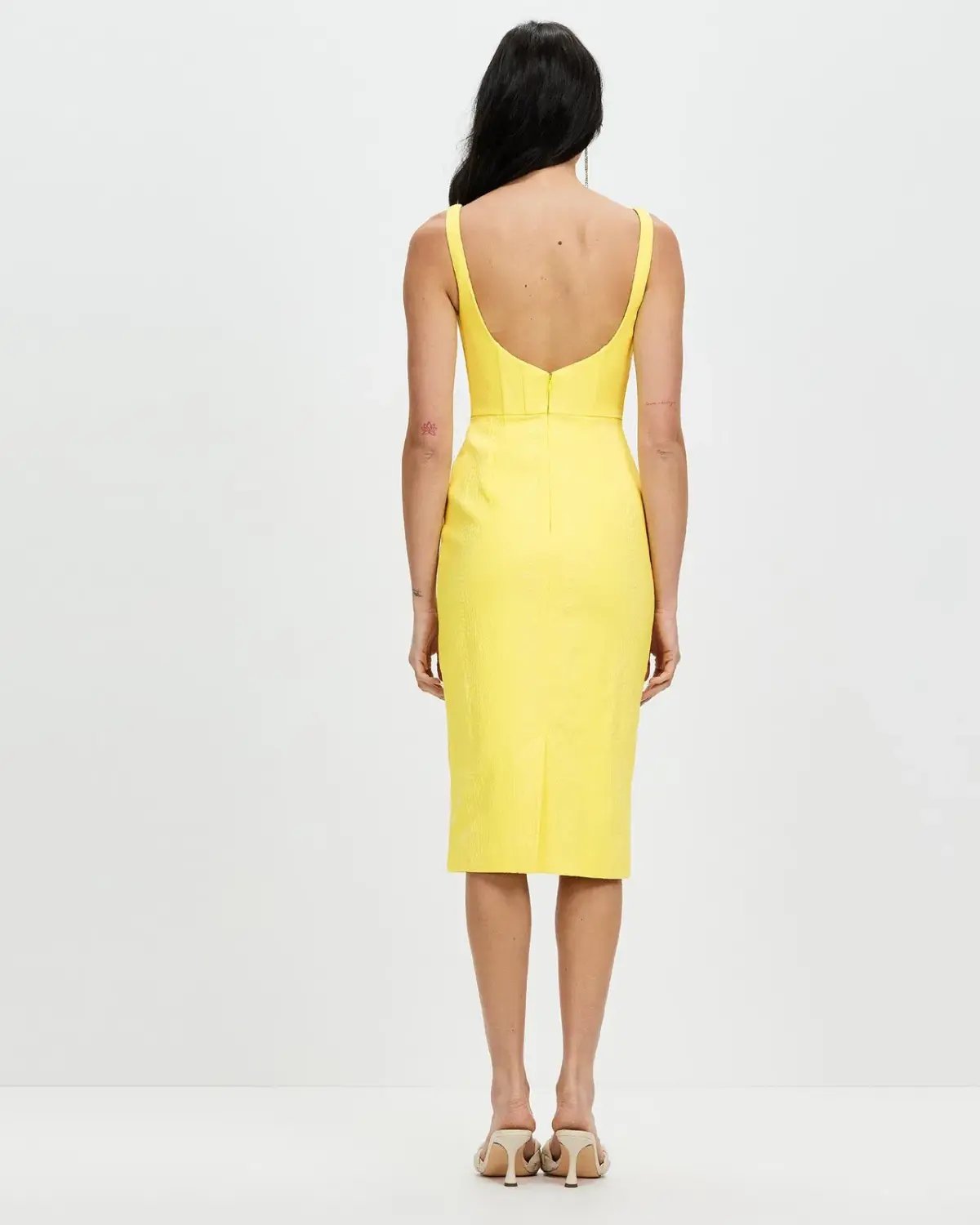 Derma Department Natalia Midi Dress Yellow Size 4 photo 3