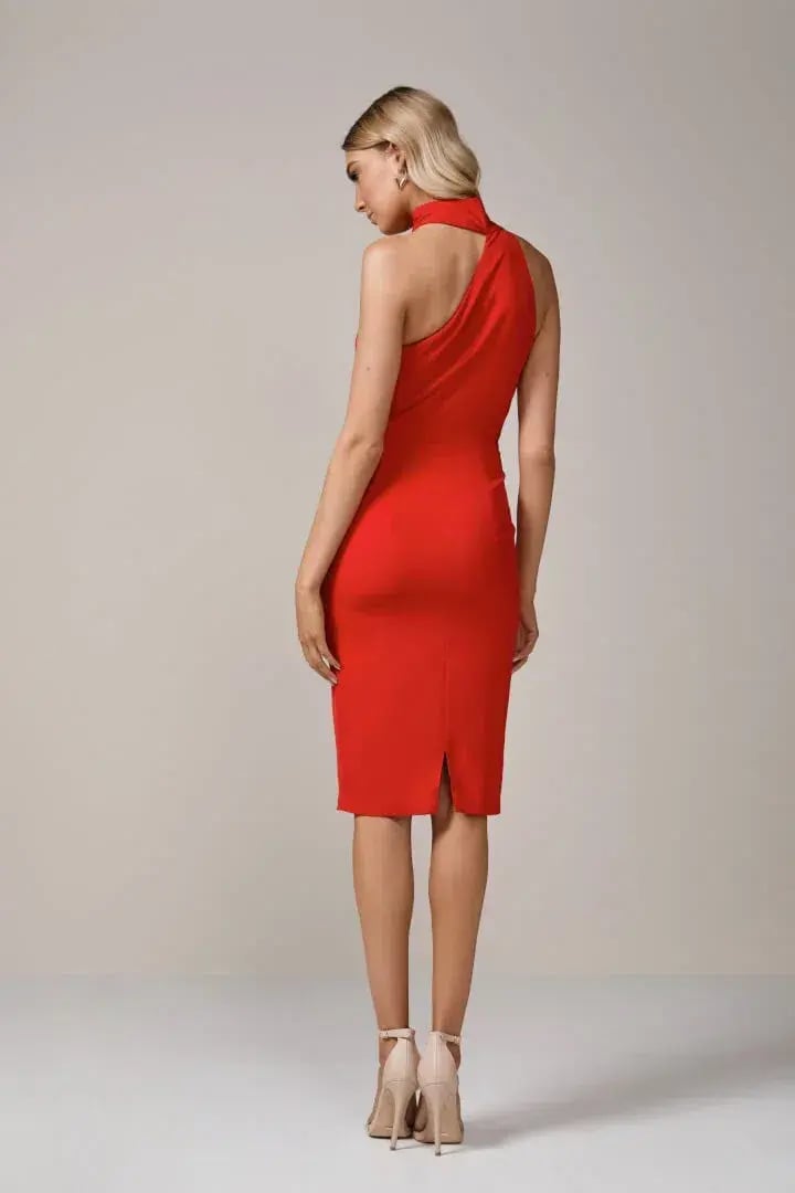 Elle Zeitoune Harper Midi Dress Red Size 6 photo 2