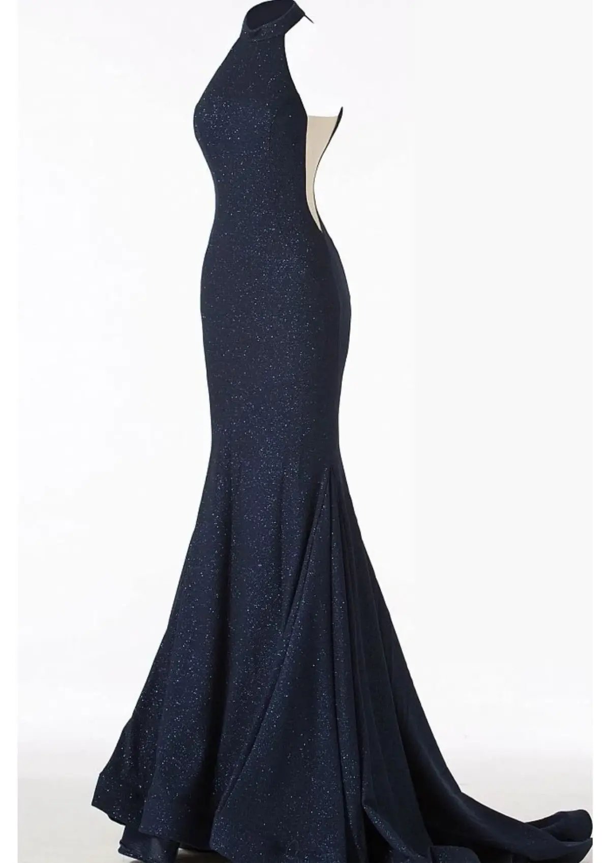 Jovani 55185 High Neck Formal Dress in Navy Size S / AU 8 photo 3