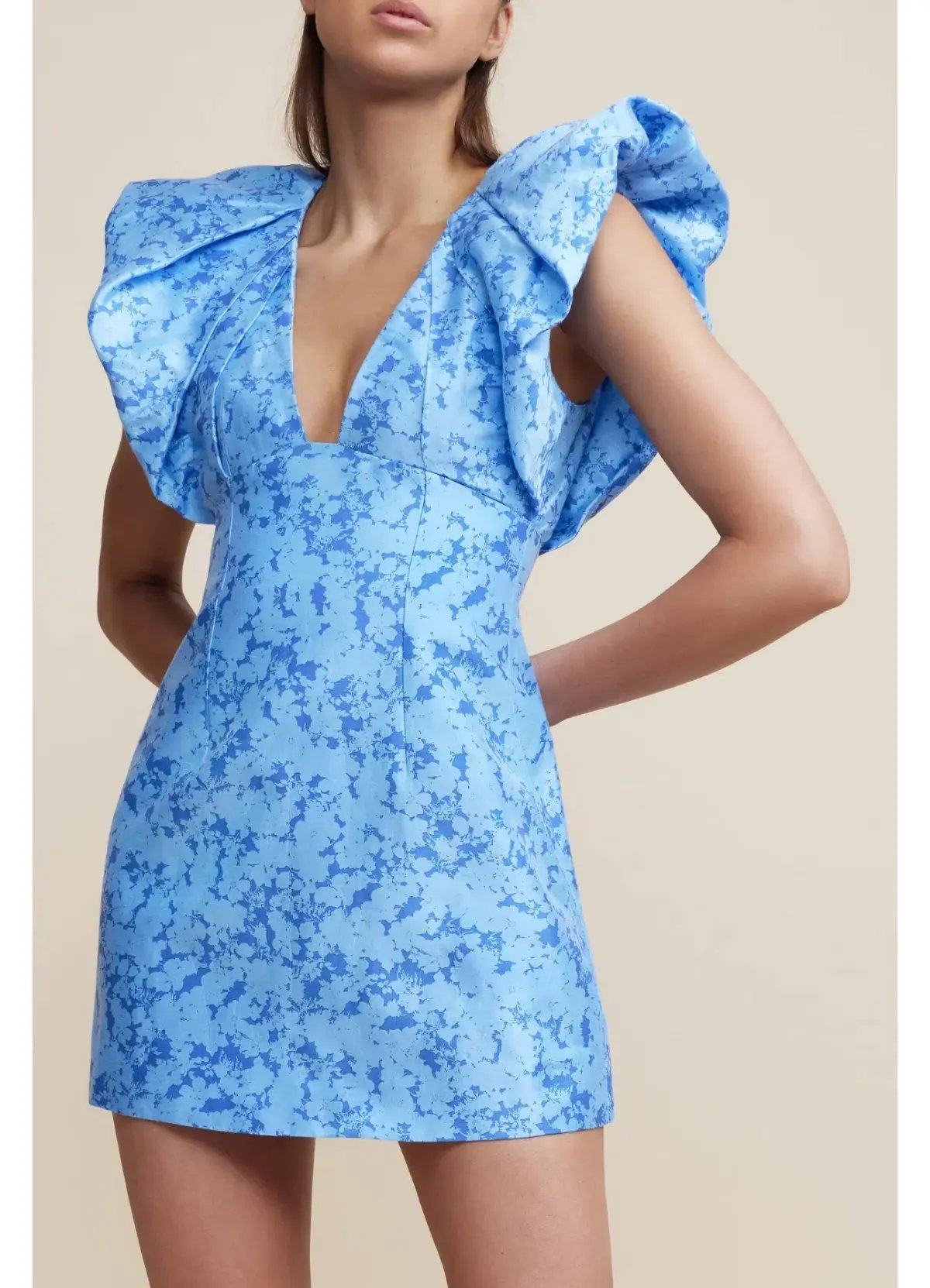 Acler Denare Mini Dress Blue Iris Print Size 8 photo 2