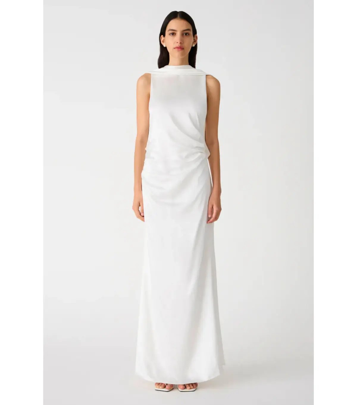 Misha Ketina Gloss Satin Gown Ivory Size 8/S photo 2