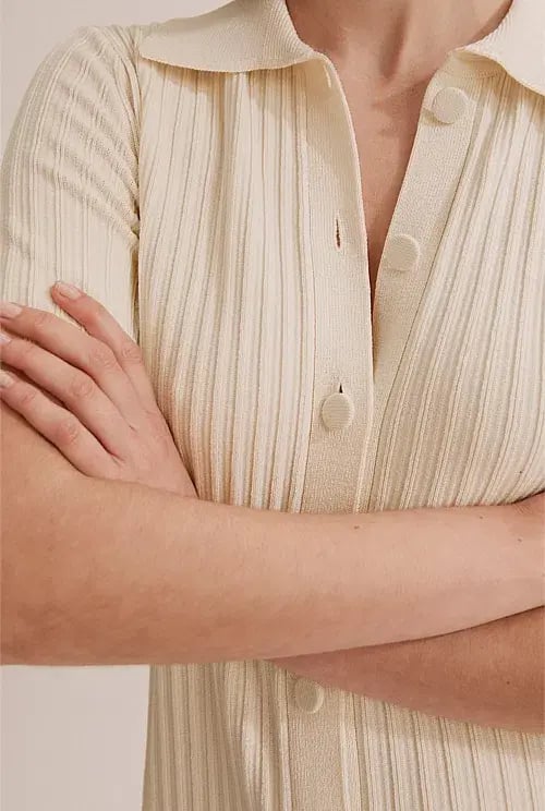Country Road Button Through Knit Midi Dress Cream Size XXS / Au 4 photo 2