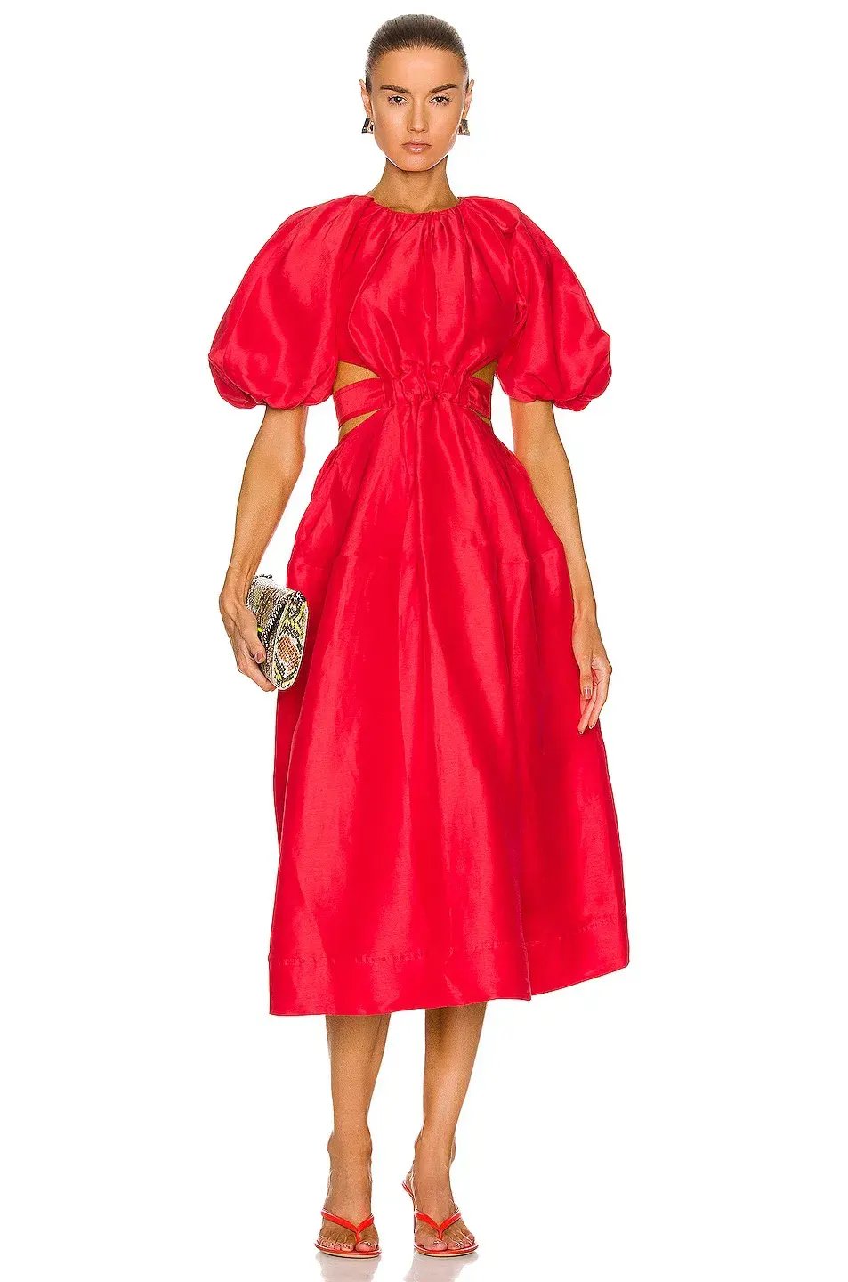 Aje Mimosa Cut-out Midi Dress Scarlet Red Size 6 photo 4