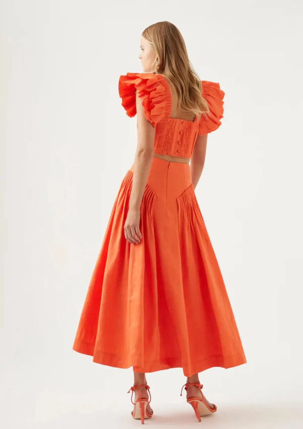 Aje Imagination Frill Sleeve Top and Yves Midi Skirt Set Orange Size 8 / S photo 3
