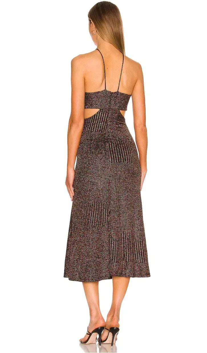 Misha Women's Dulci Cocktail Dress Metallic Stripe Size 8 photo 2