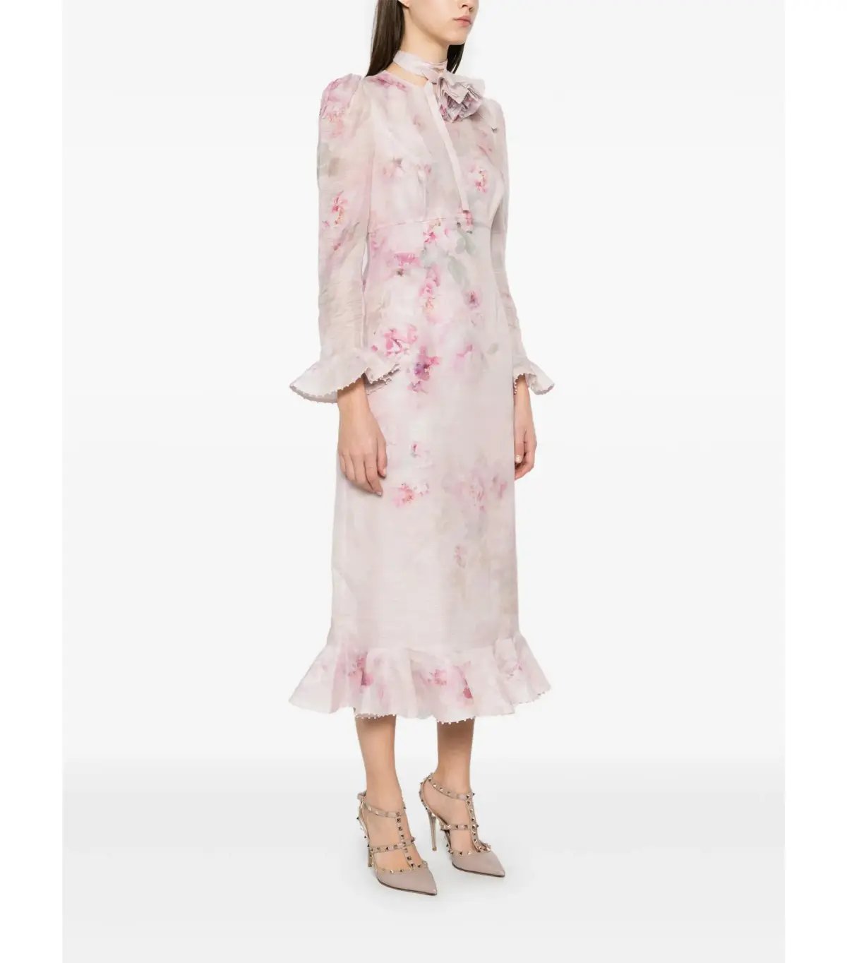 Zimmermann Crush Flower Midi Dress in Pink Floral Size 1 / AU 10 photo 3