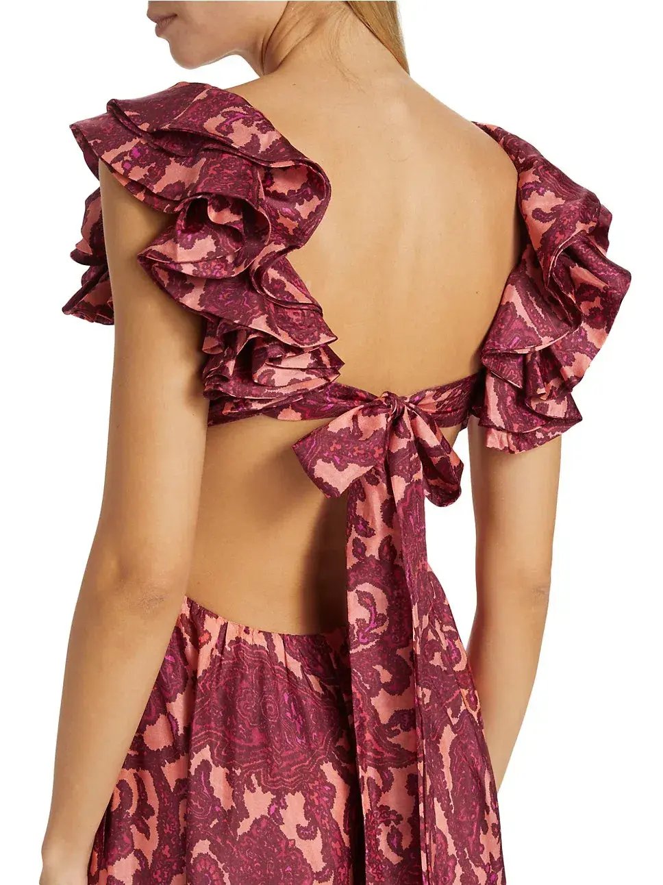 Zimmermann Tiggy Cutout Ruffled Silk Midi Dress Paisley-Print Size 1 / AU 10 photo 5