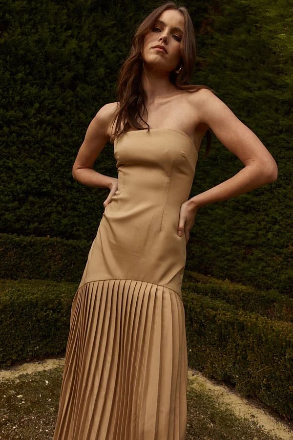BIANCA & BRIDGETT MARA PLEATED DRESS - BEIGE photo 5