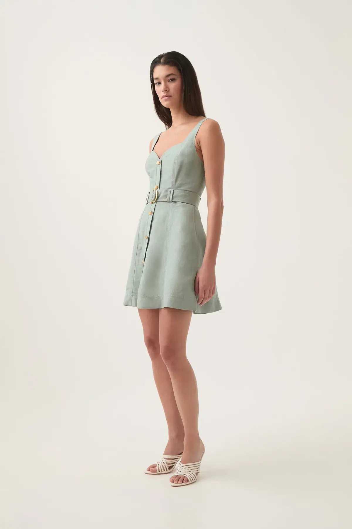Aje Clay Belted Mini Dress Green Size 12 photo 3