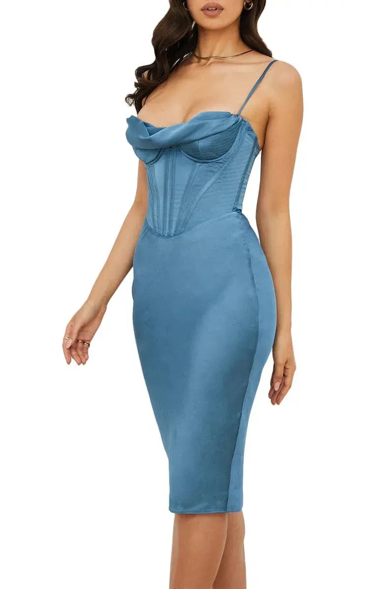 House of CB Myrna Corset Midi Dress Aegean Blue Size XS / Au 6 photo 2