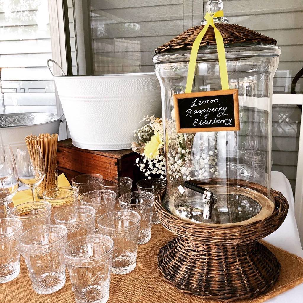 Glass Drink Dispenser with Wicker Stand photo 5