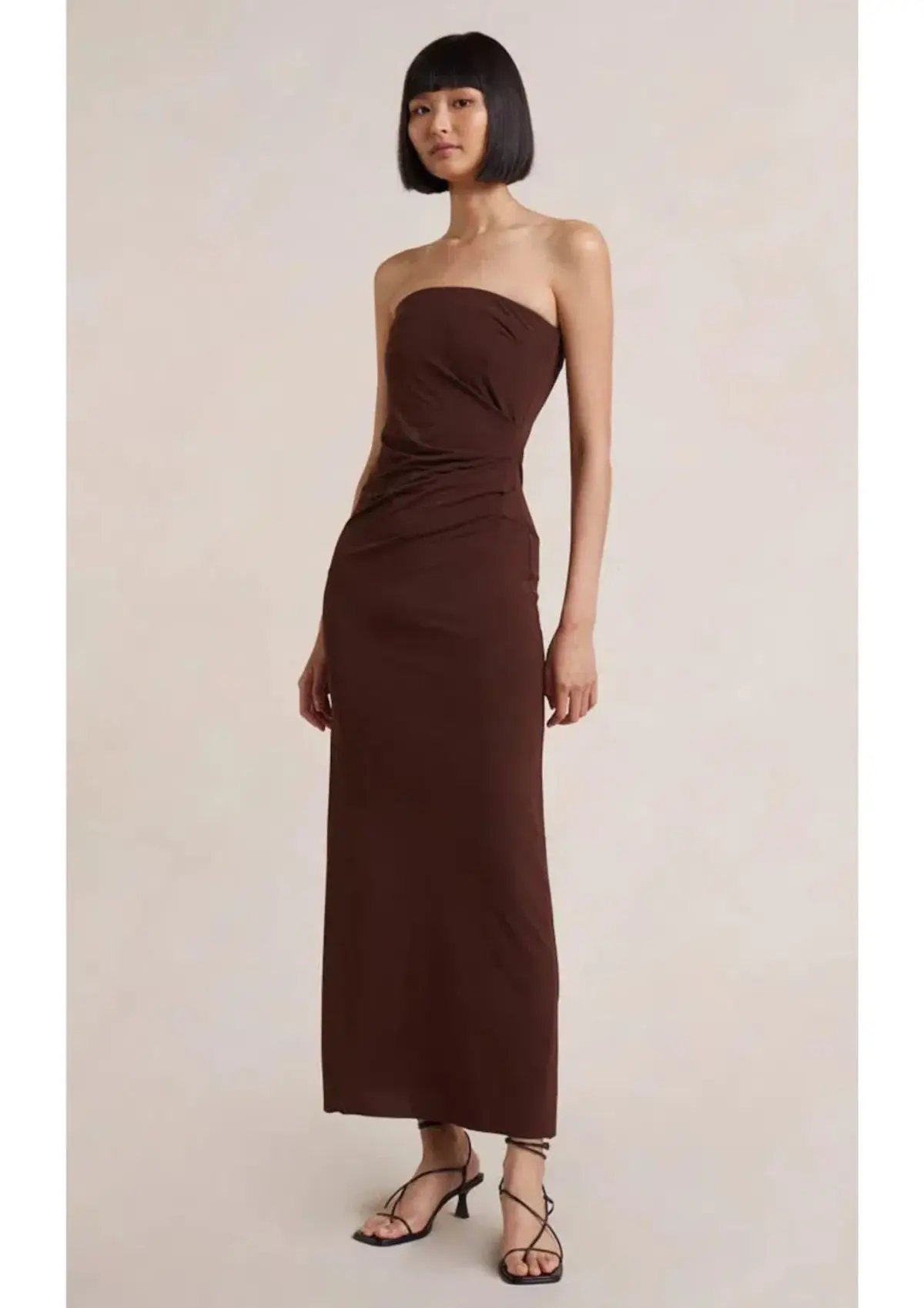 Bec & Bridge Myla Strapless Midi Dress in Chocolate Brown Size 8 photo 2
