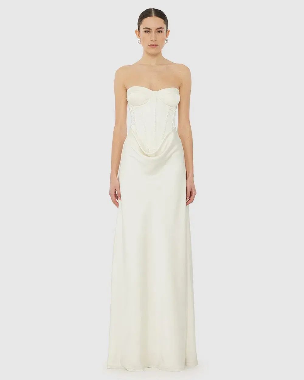 Rotate by Birger Christensen Satin Pearl Corset Dress in White Size 34 / AU 6 photo 3