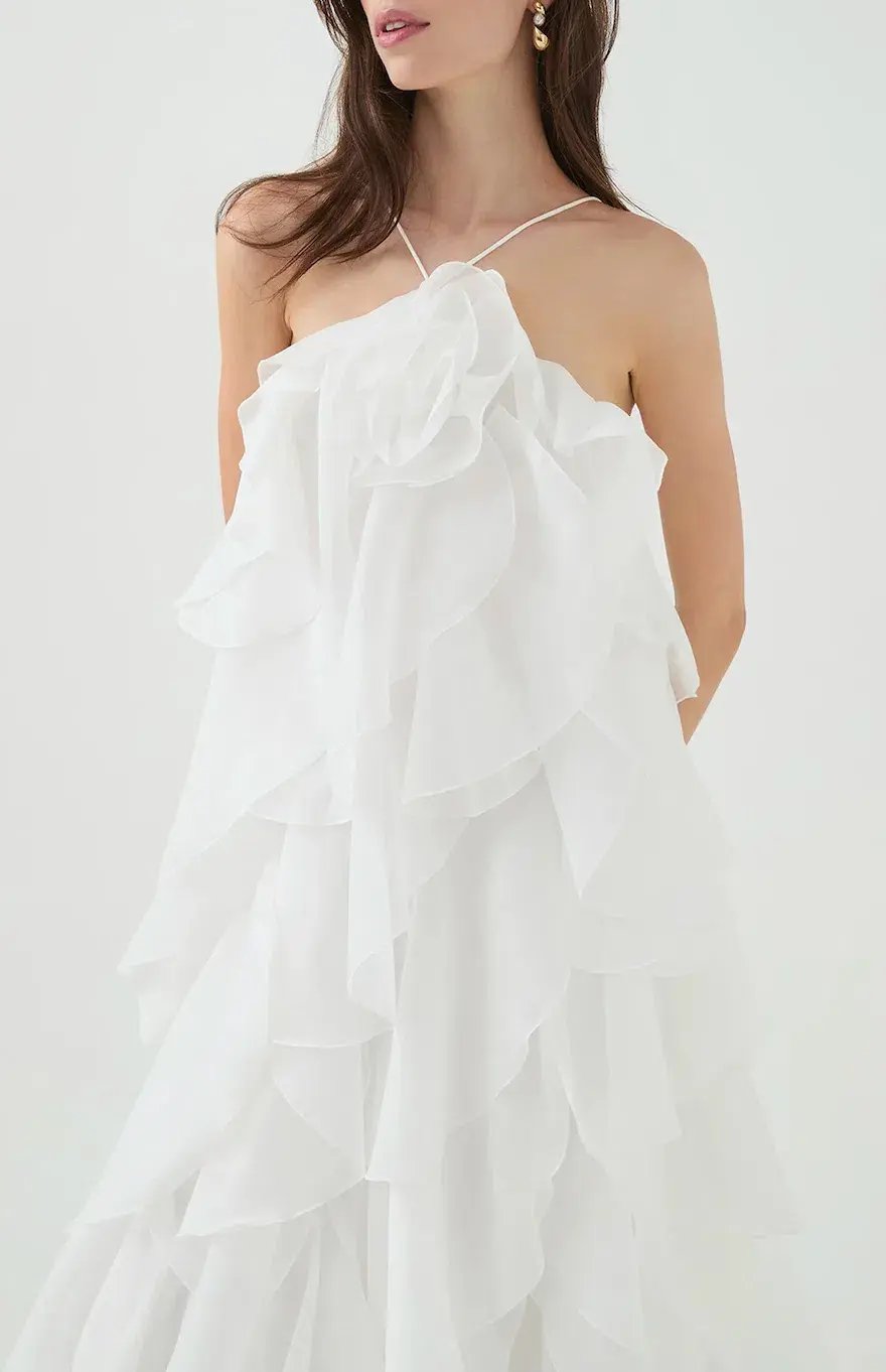 AJE Pandorea Layered Maxi Dress Ivory Size 6 photo 2