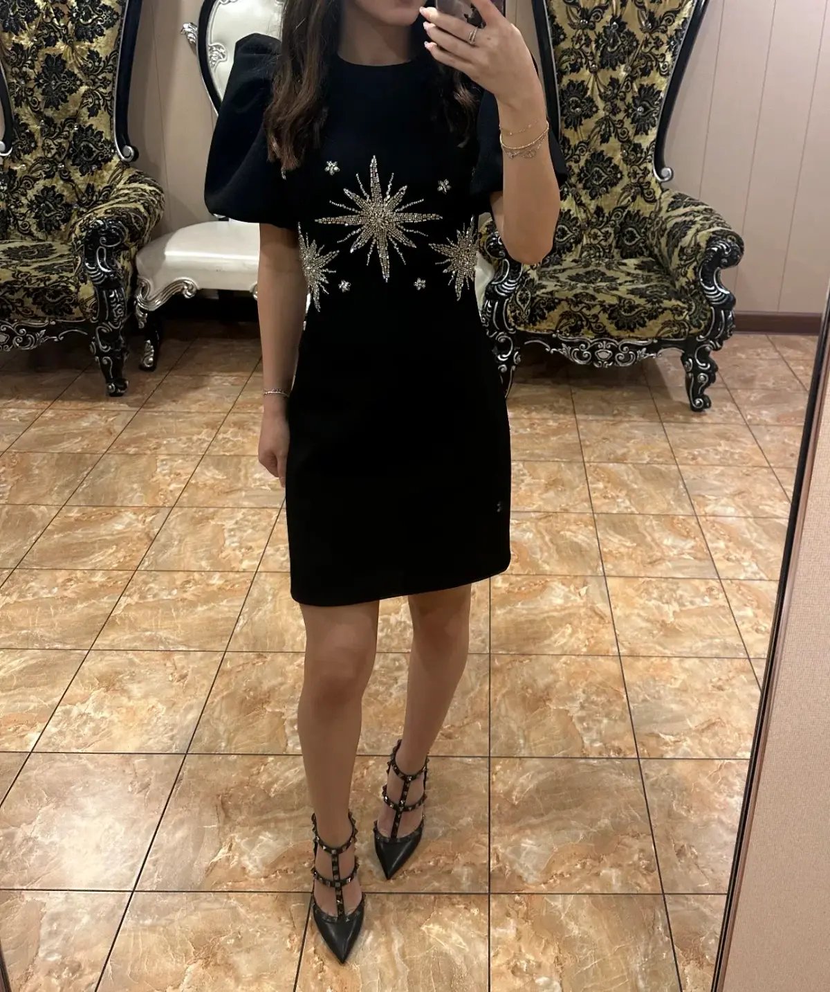 Rebecca Vallance Estella Mini Dress Black/Beaded Size 6 photo 4