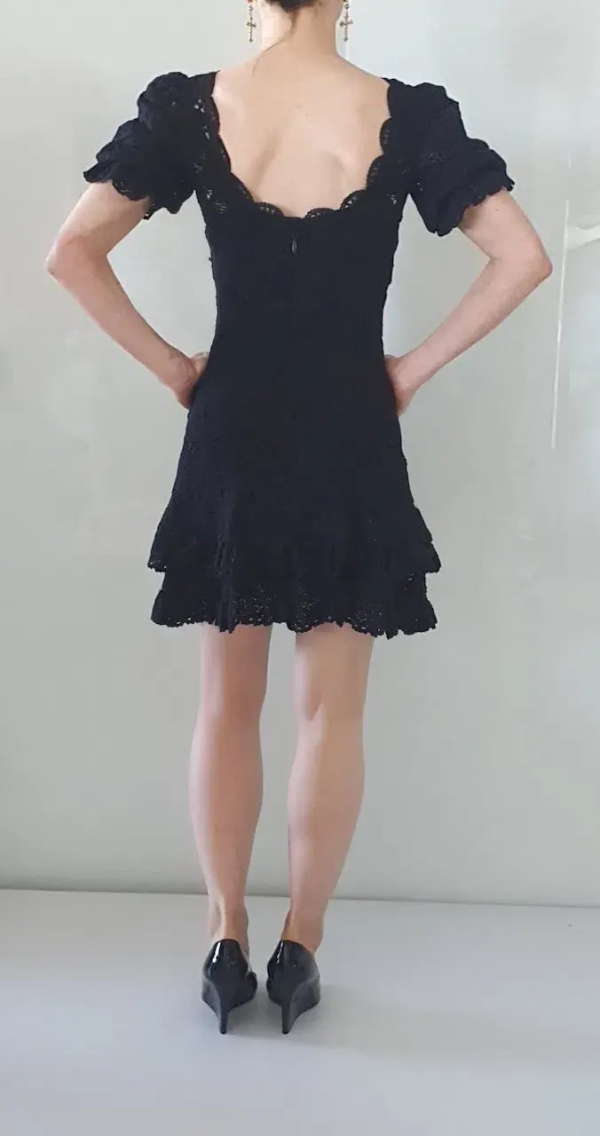 Jonathan Simkhai Crochet Lace Mini Dress Black Size 6 photo 4