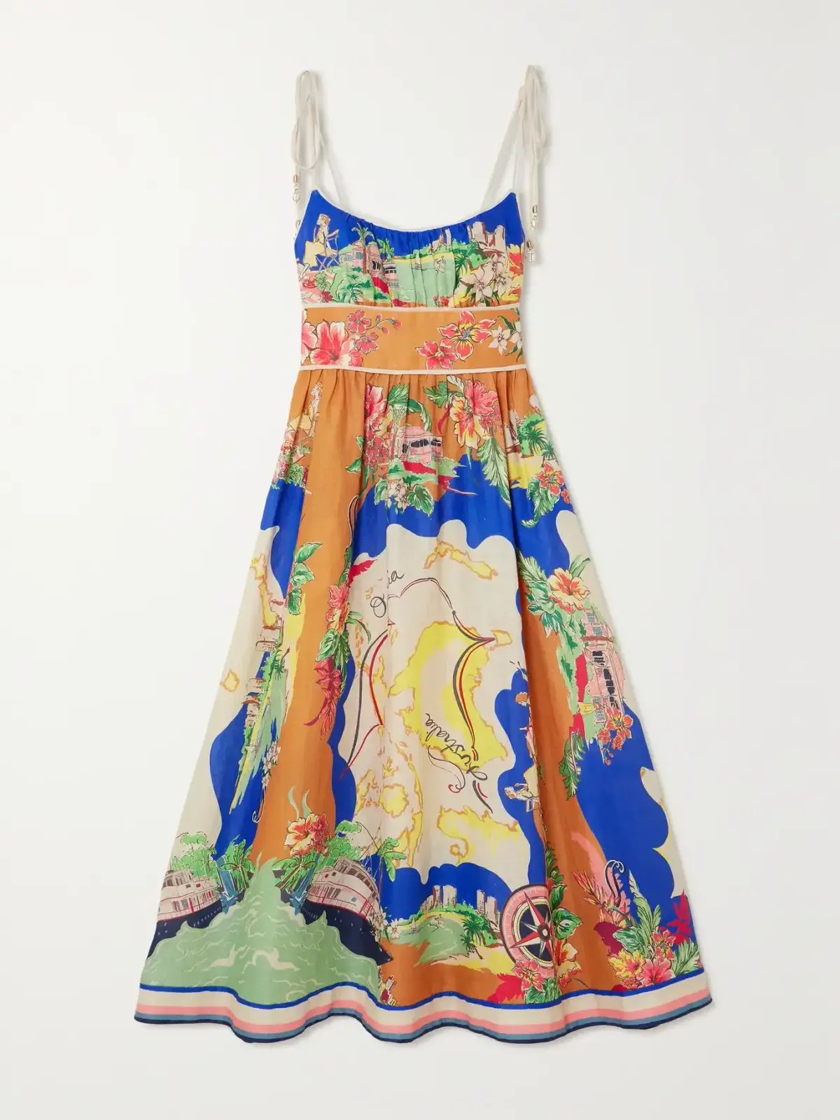 Zimmermann Alight Picnic Midi Dress Nautical Map size 12 photo 3