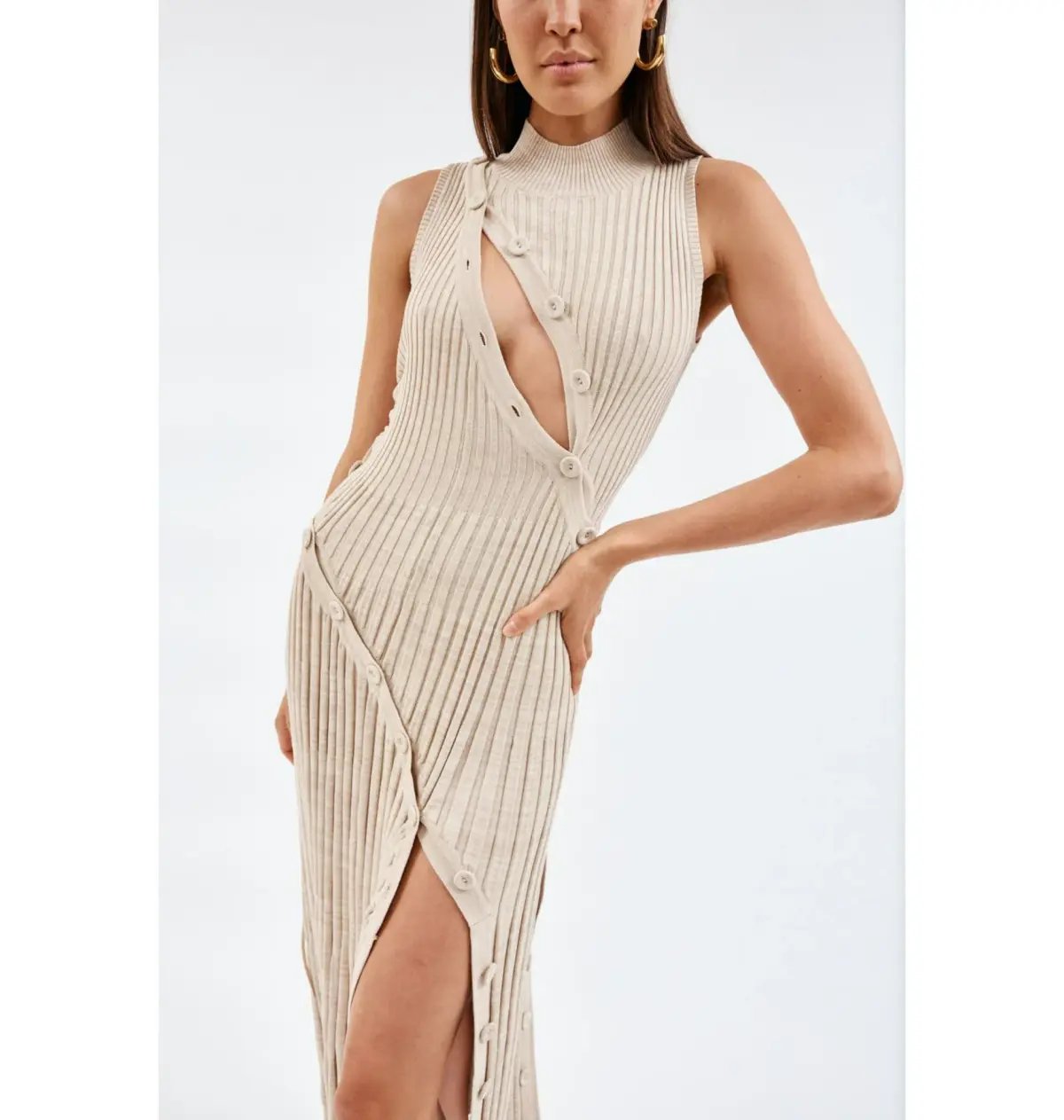 Christopher Esber Deconstruct Marle Spiral Knit Dress Tan Size XS / AU 6 photo 2