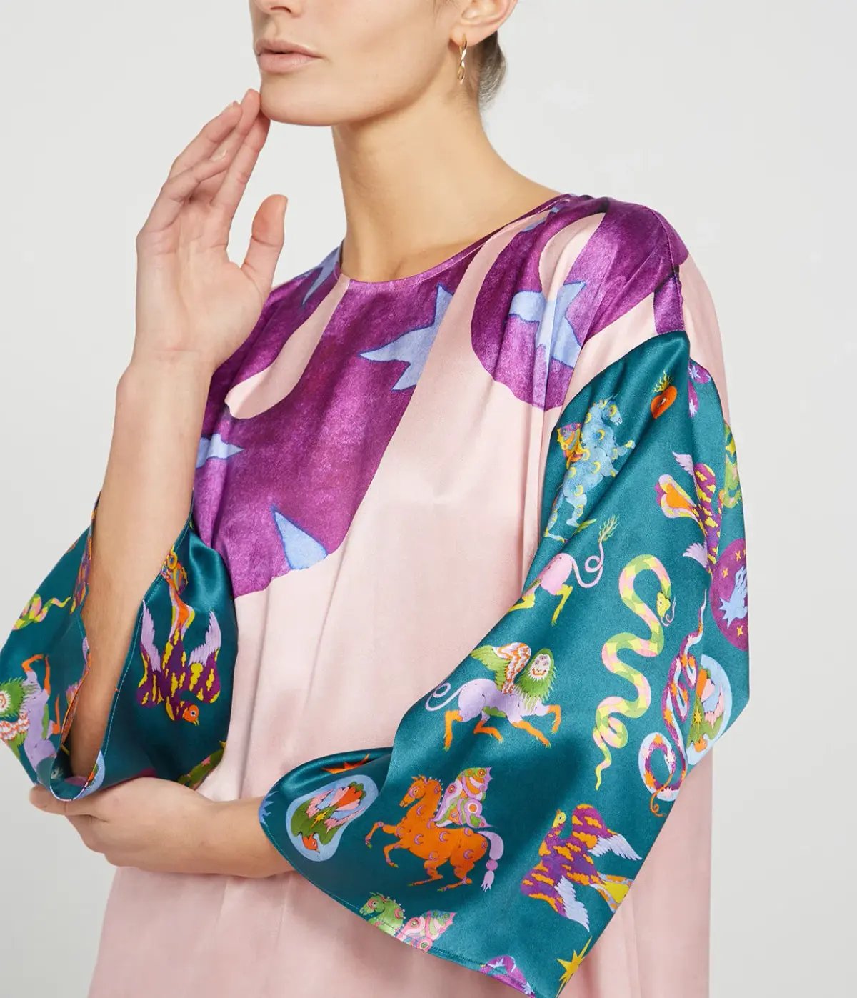 Alemais Superhero Silk Satin Midi Dress Multi Print Size 16 photo 2