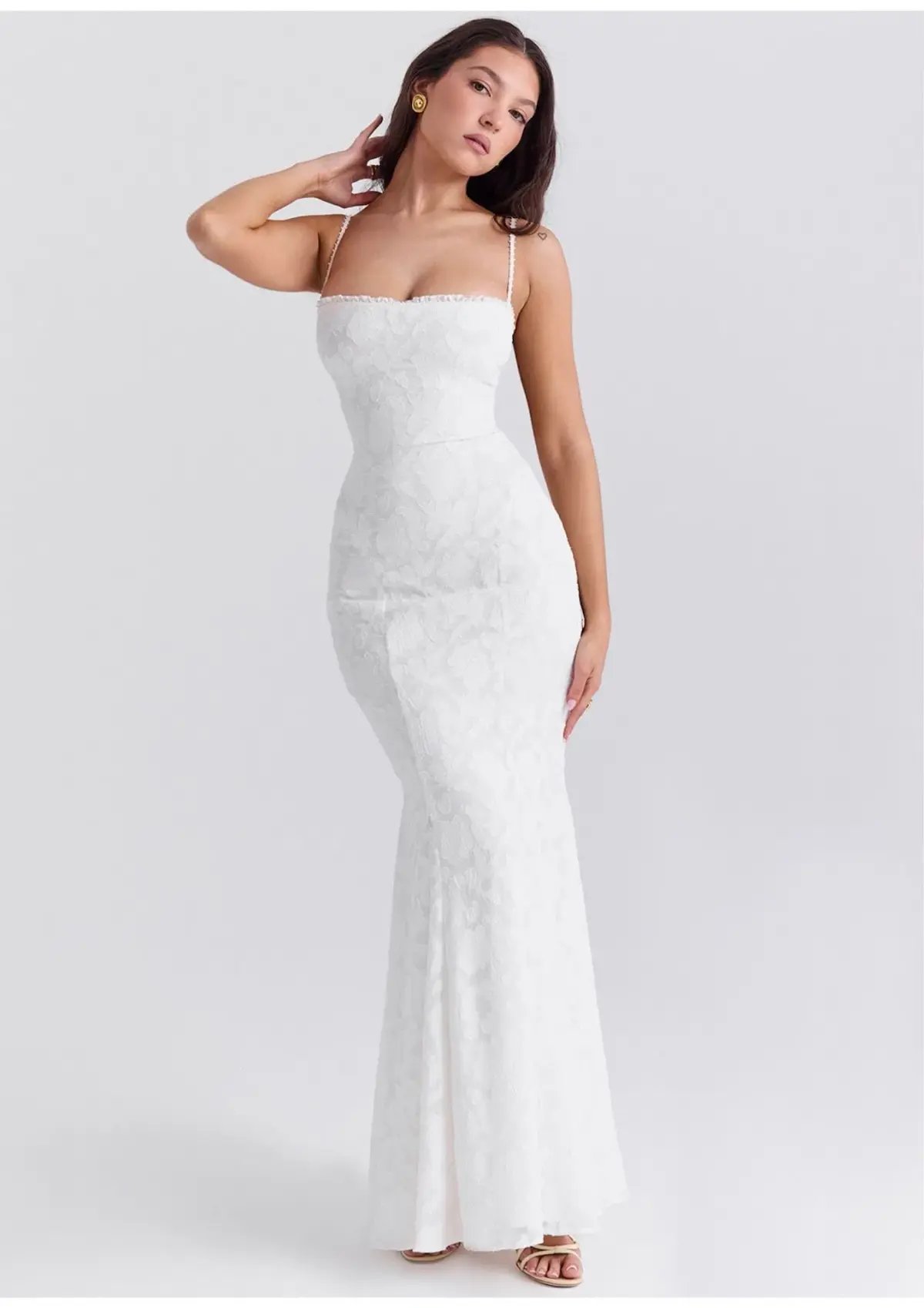 House of CB Joan Lace Up Back Maxi Dress in Ivory White Size S / AU 8 photo 2