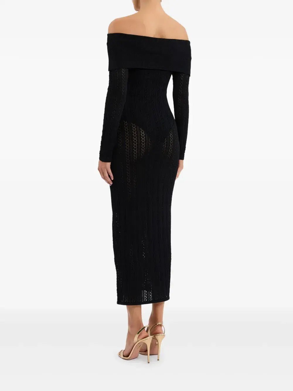 Rebecca Vallance Lorelei Off-shoulder Knitted Black Size AU 8 photo 4