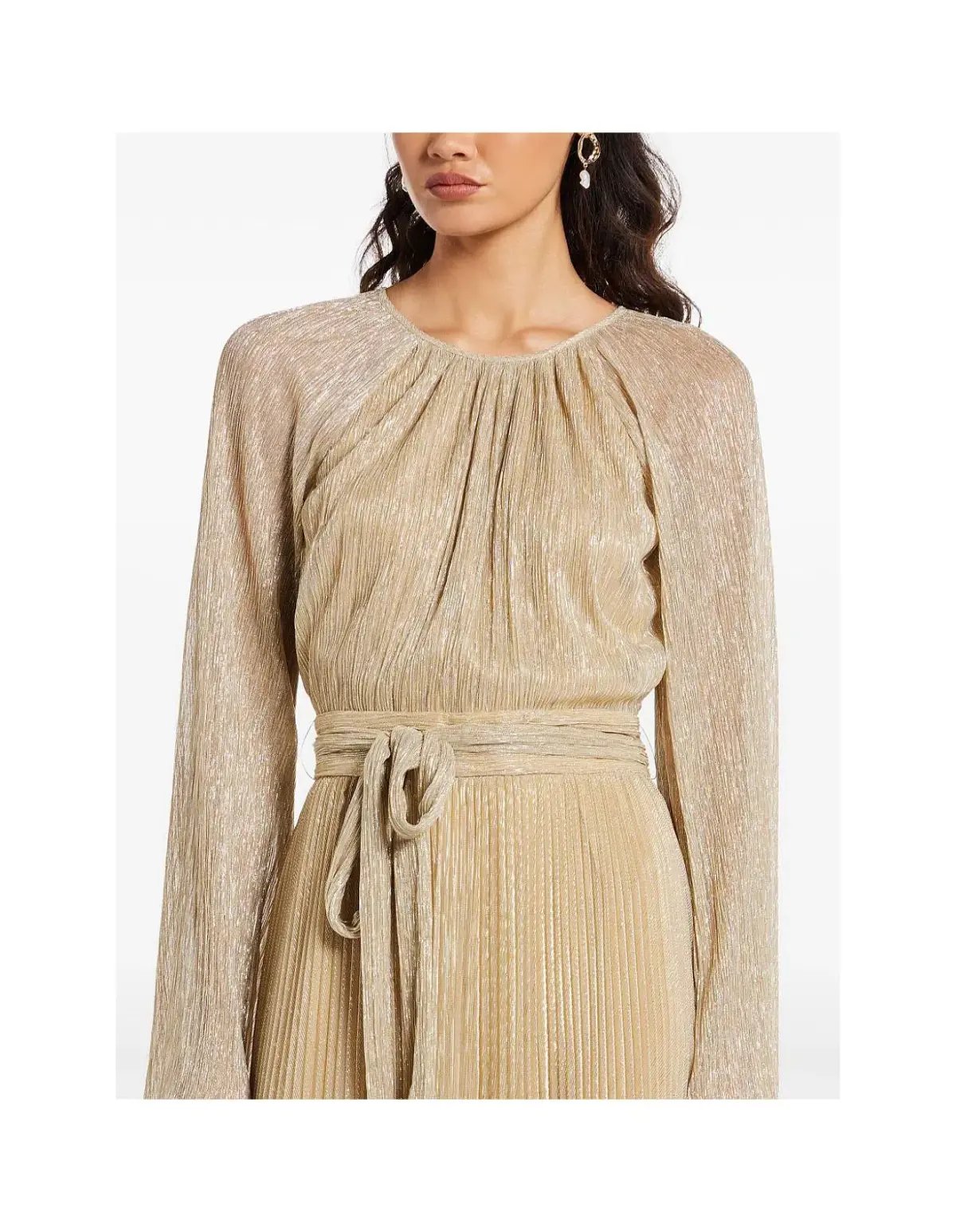 Simkhai Long Sleeve Belted Maxi Gown Gold Size 12/8 photo 2