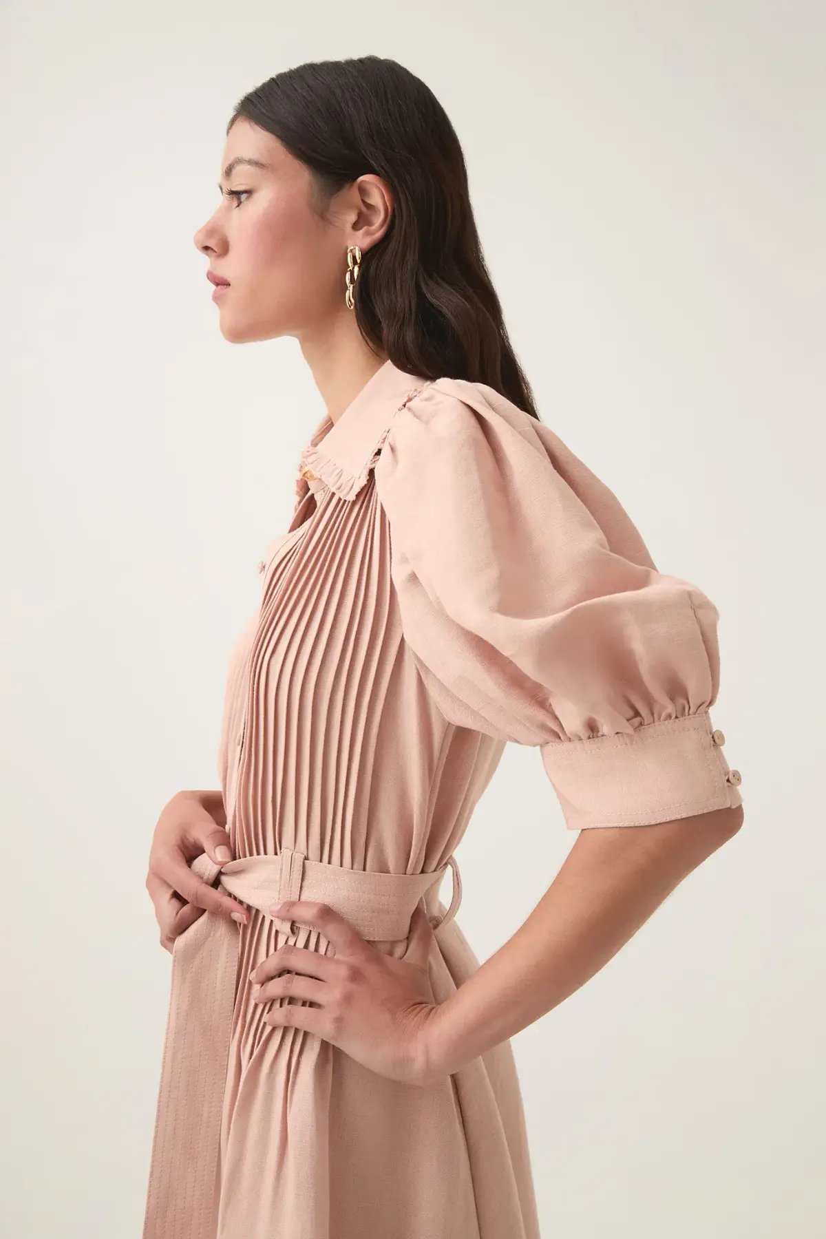 Aje Madeleine Belted Midi Dress Blush Pink Size 4 photo 2