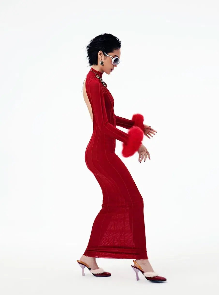 Fancì Club Silky Dress Red Size S photo 2