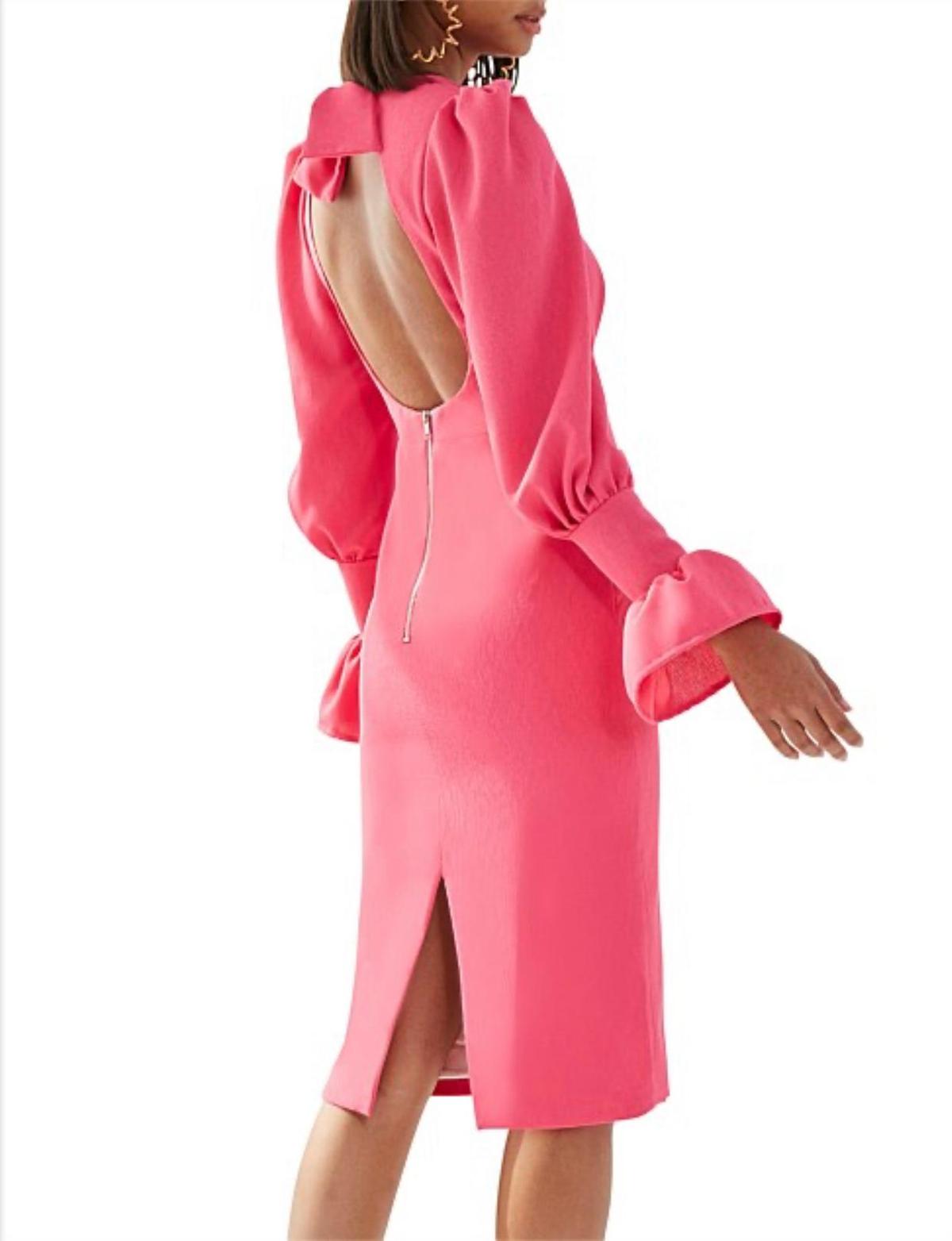 HOT PINK TIE-BACK TULIP SLEEVE BY JOHNNY photo 4