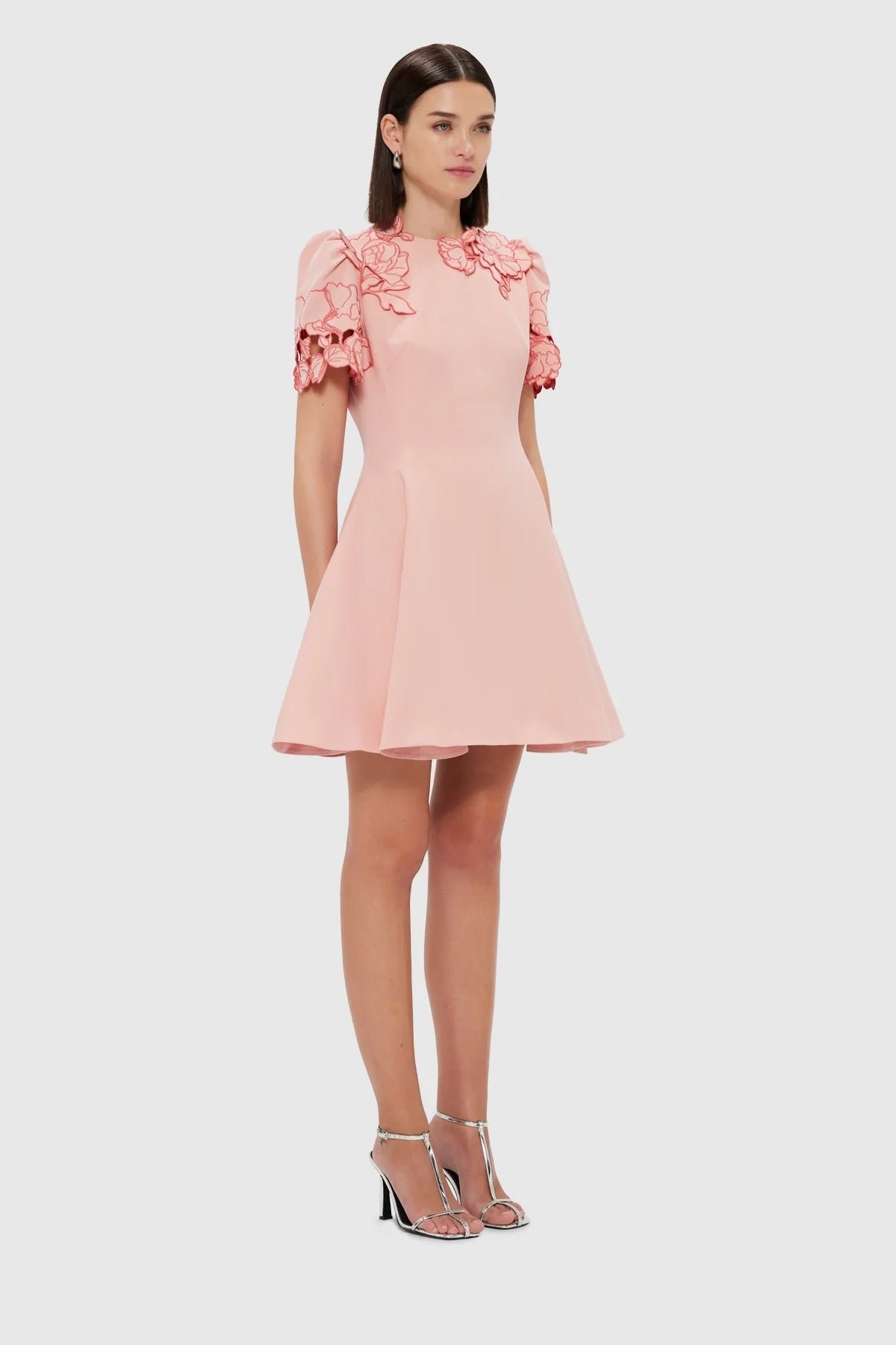 LEO LIN ELYSE APPLIQUÉ SHORT SLEEVE MINI DRESS - LIGHT PINK photo 3