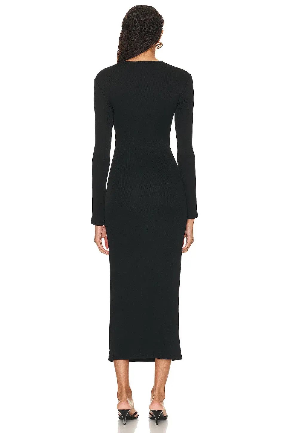 Christopher Esber Orbit Ruched Long Sleeve Midi Dress Black Size 8 photo 2