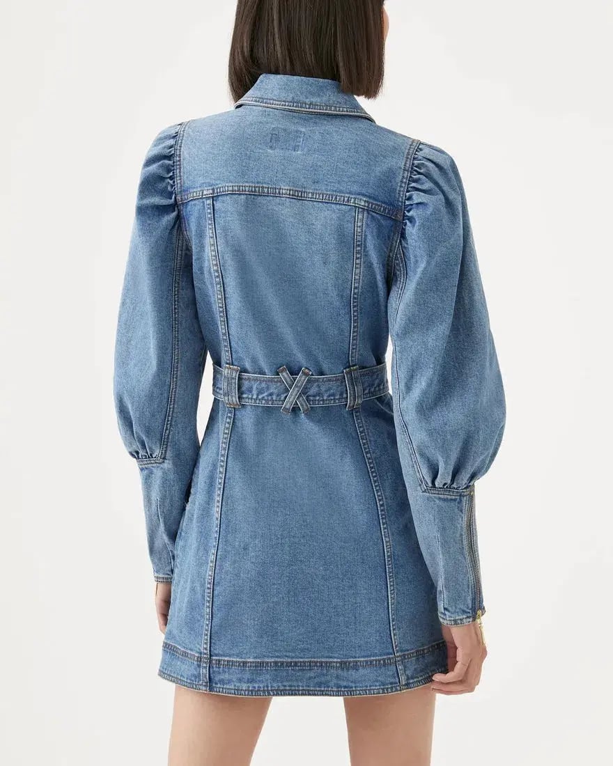 Aje Dione Long Sleeved Denim Mini Dress Blue Size 6 photo 3