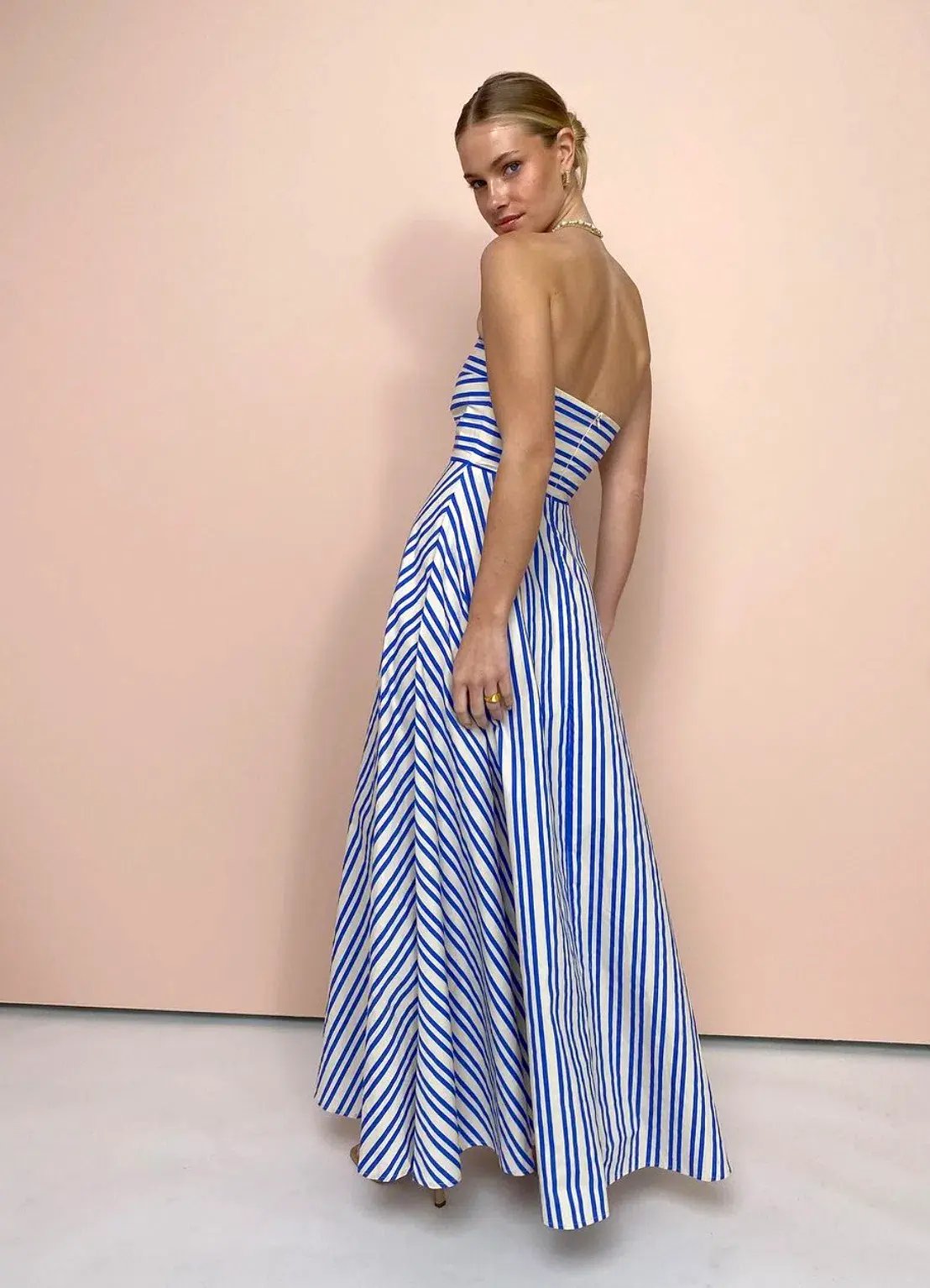 Aston Studio Hazel Maxi Dress Sapphire/Antique Stripe Size 14 photo 2